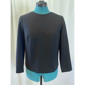 Uniqlo Black Darted Long Sleeve Round Neck Blouse with Hidden Back Zipper